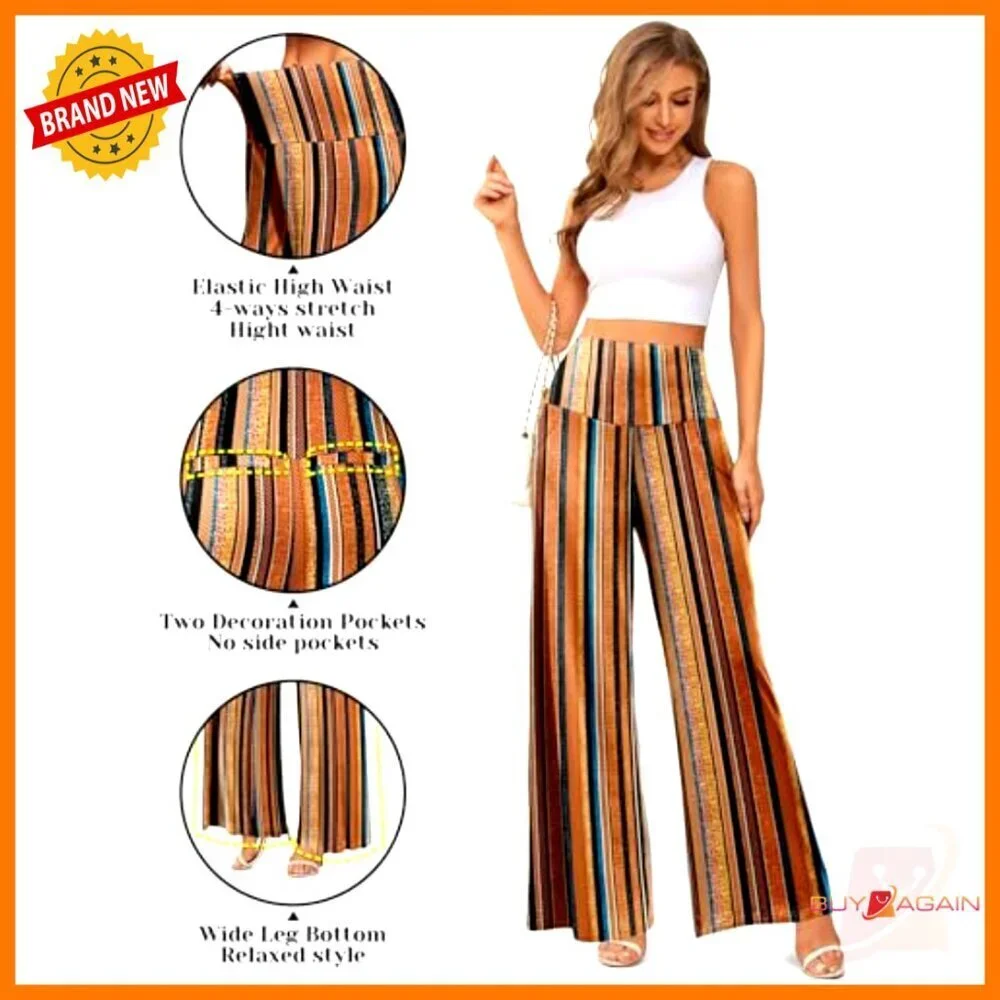 Stretchy High Waist Palazzo Lounge Pants Wide Leg Casual Comfy Flow
